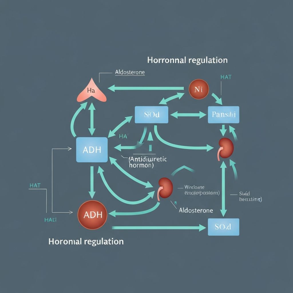 Hormonal regulation pathways showing ADH and aldosterone